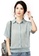 A-IN GIRLS blue Solid Color Short-Sleeved Blouse With Lapel 844BFAAF47017DGS_1