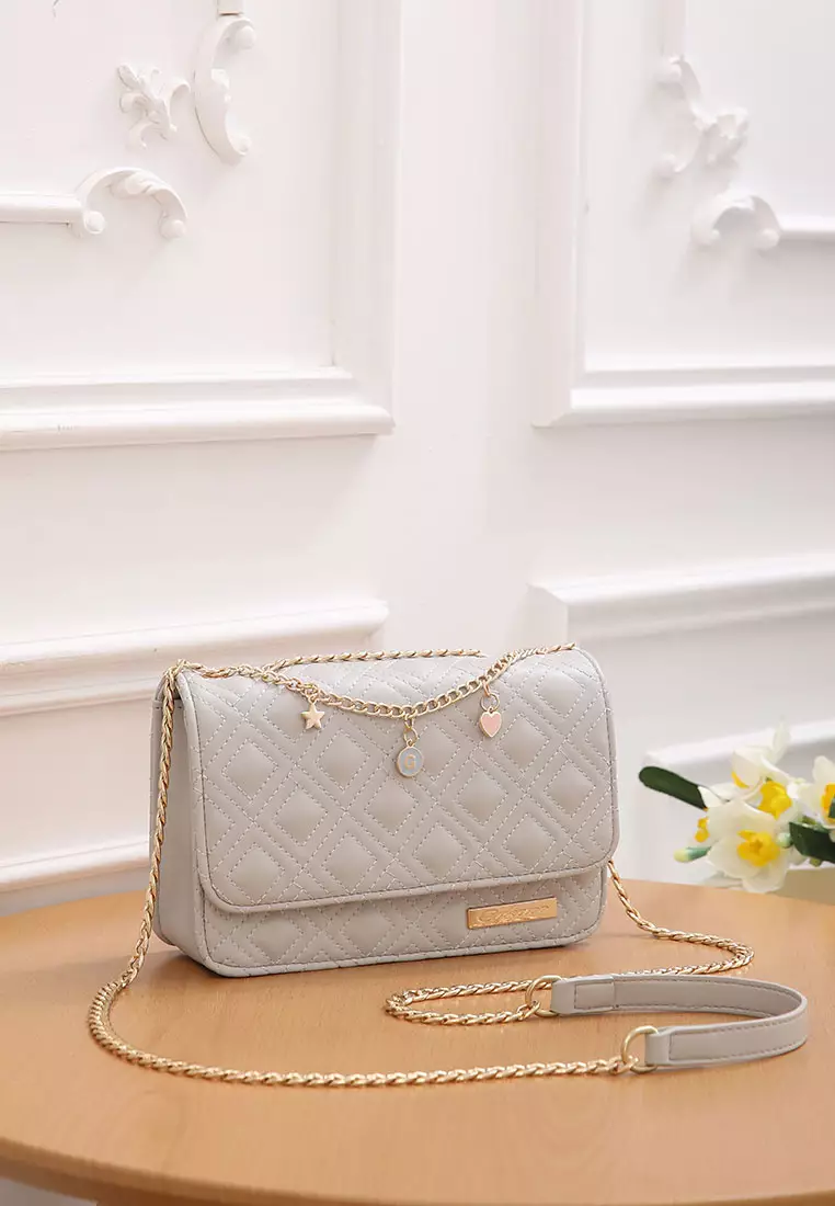 GYKACO MEGUMI Light Grey - Tas Wanita Sling Bag - Fashion Top Handle Bag (Import)