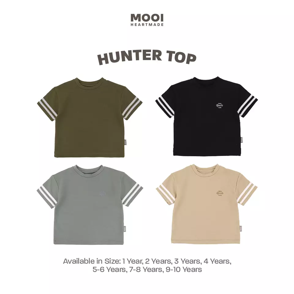 Mooi Kaos Anak Laki - Laki Hunter Top - Black