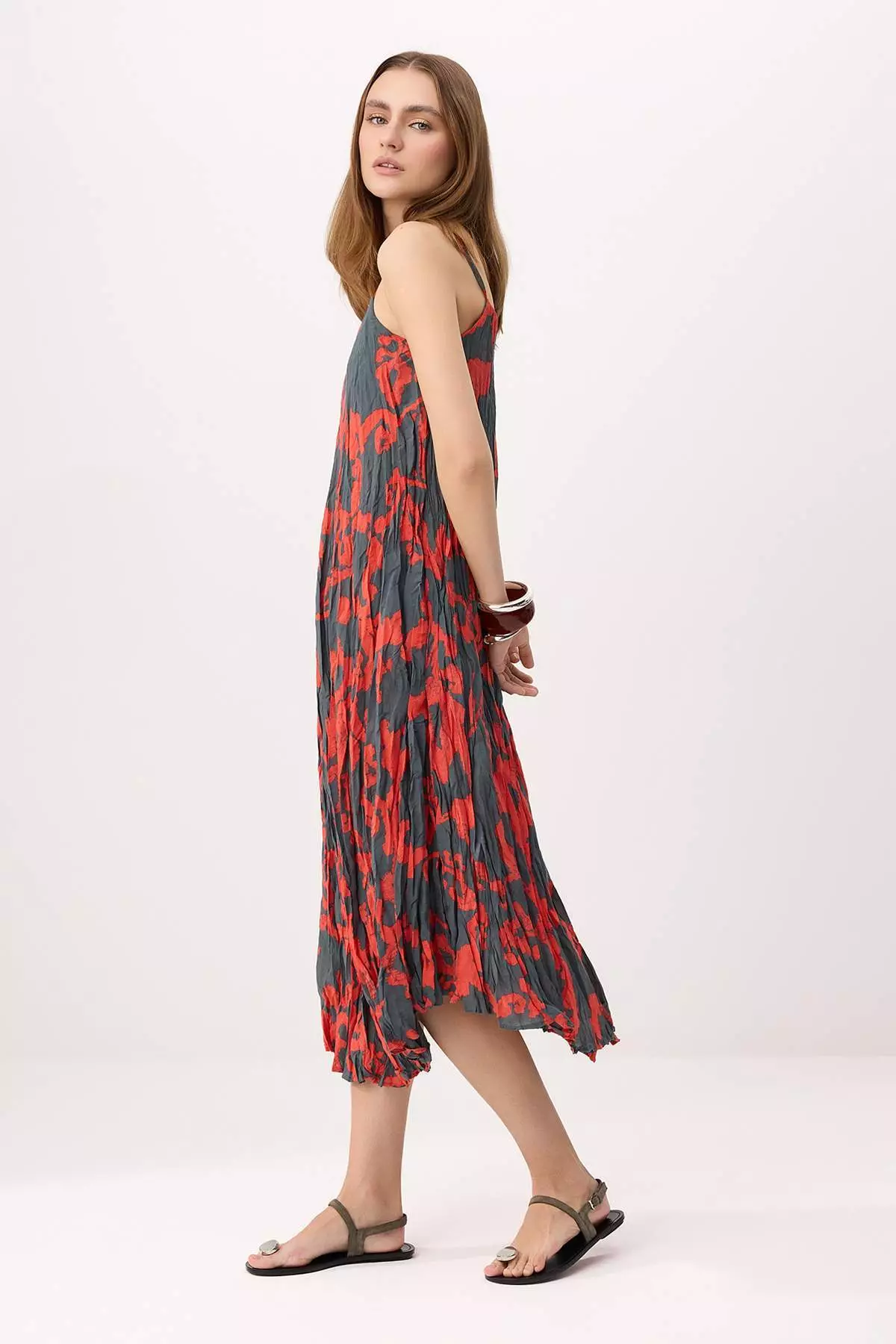Multi-Colored Midi Woven Dress Twoss26El765