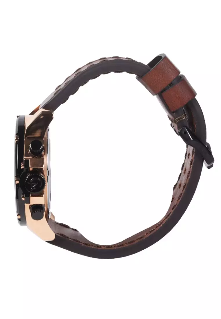 Alexandre Christie AC 6564 Rosegold Black Brown Leather MCLBRBA