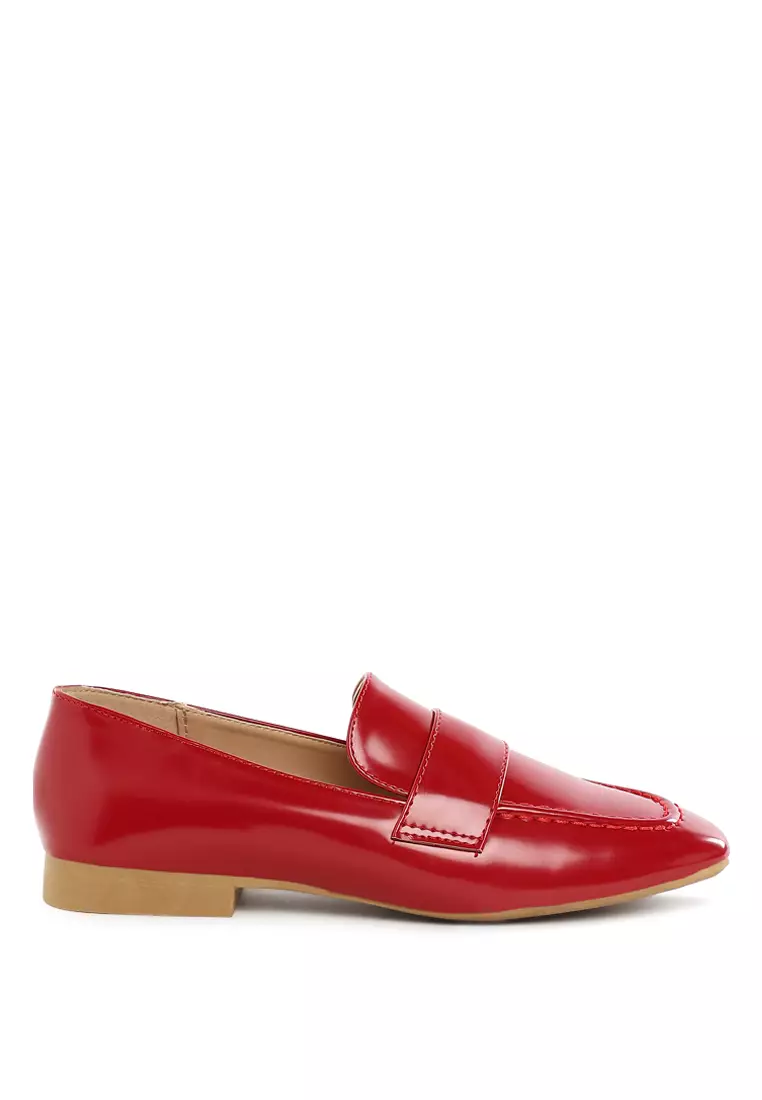 Discount on London Rag  shoes - SKU: Flat Heel Loafers In Dark Red