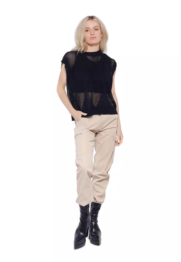Black Knitted Sleeveless Top