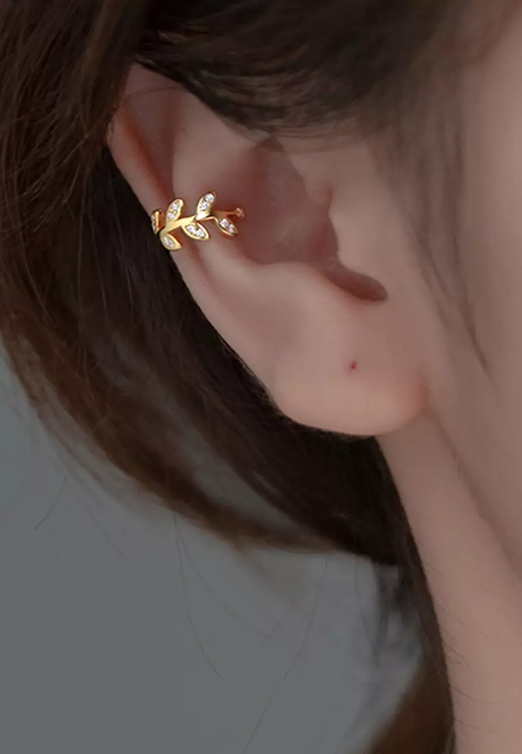 925 Silver Leaf Design Ear Cuff JW AR-G6601