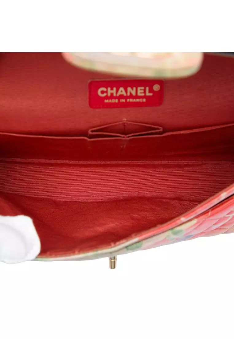 Pre-Loved Chanel Medium Classic Lambskin Tropical Flower Print Double Flap