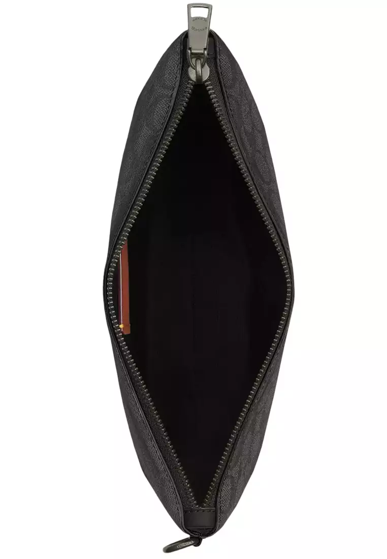 Pouch In Signature Canvas - Charcoal/ Black CCF32