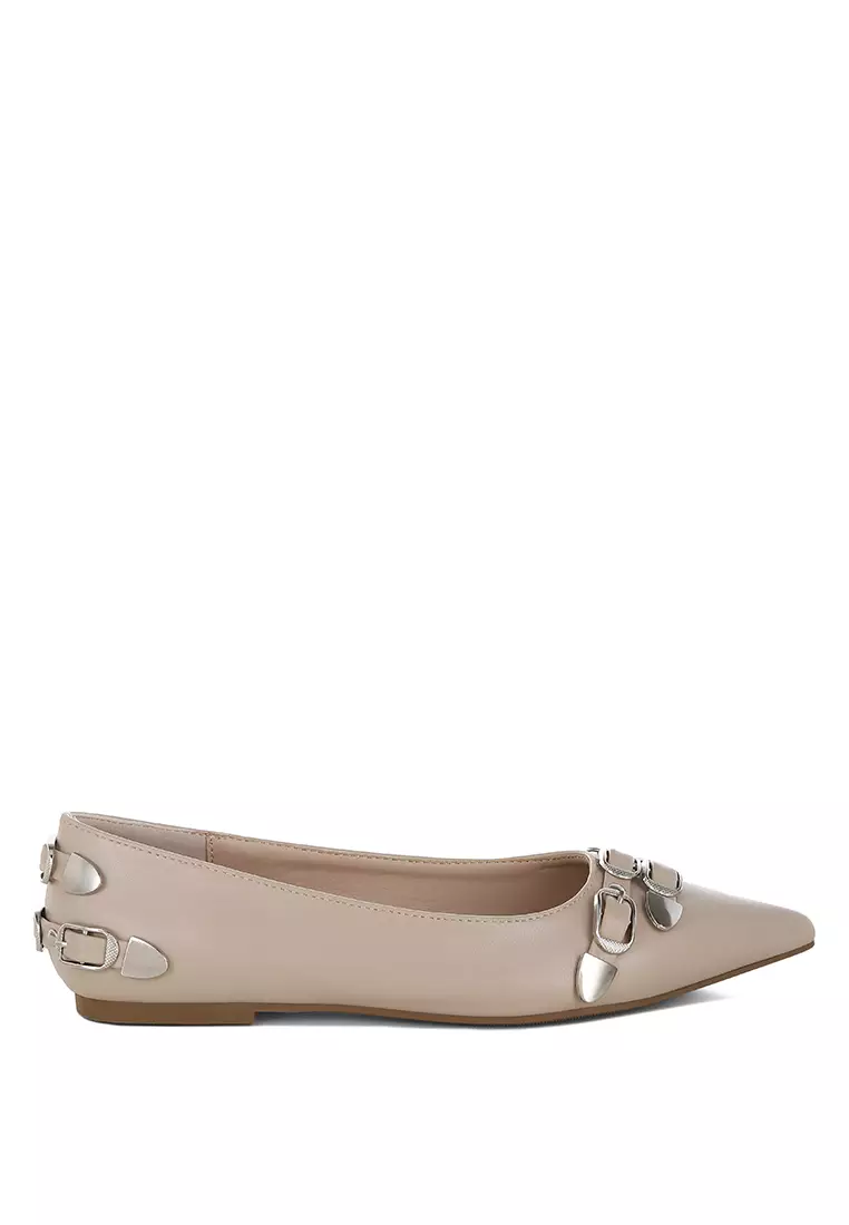 Discount on London Rag  shoes - SKU: Belt Buckle Detail Ballerinas In Beige