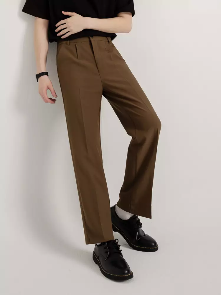 透涼冰爽絲素色腰鬆緊直筒褲(男款)《JB0003》