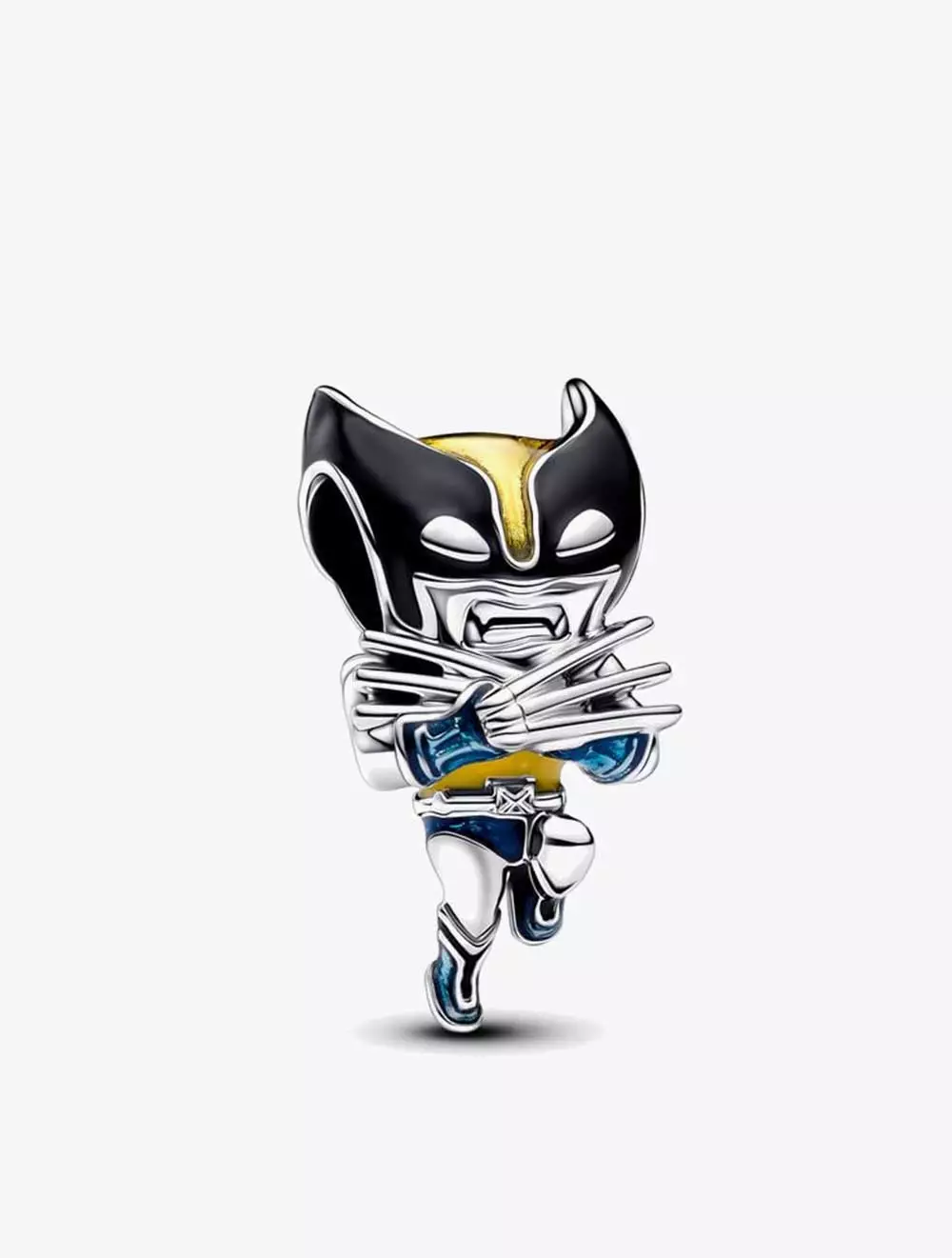 Marvel Wolverine sterling silver charm with black, yellow and blue enamel