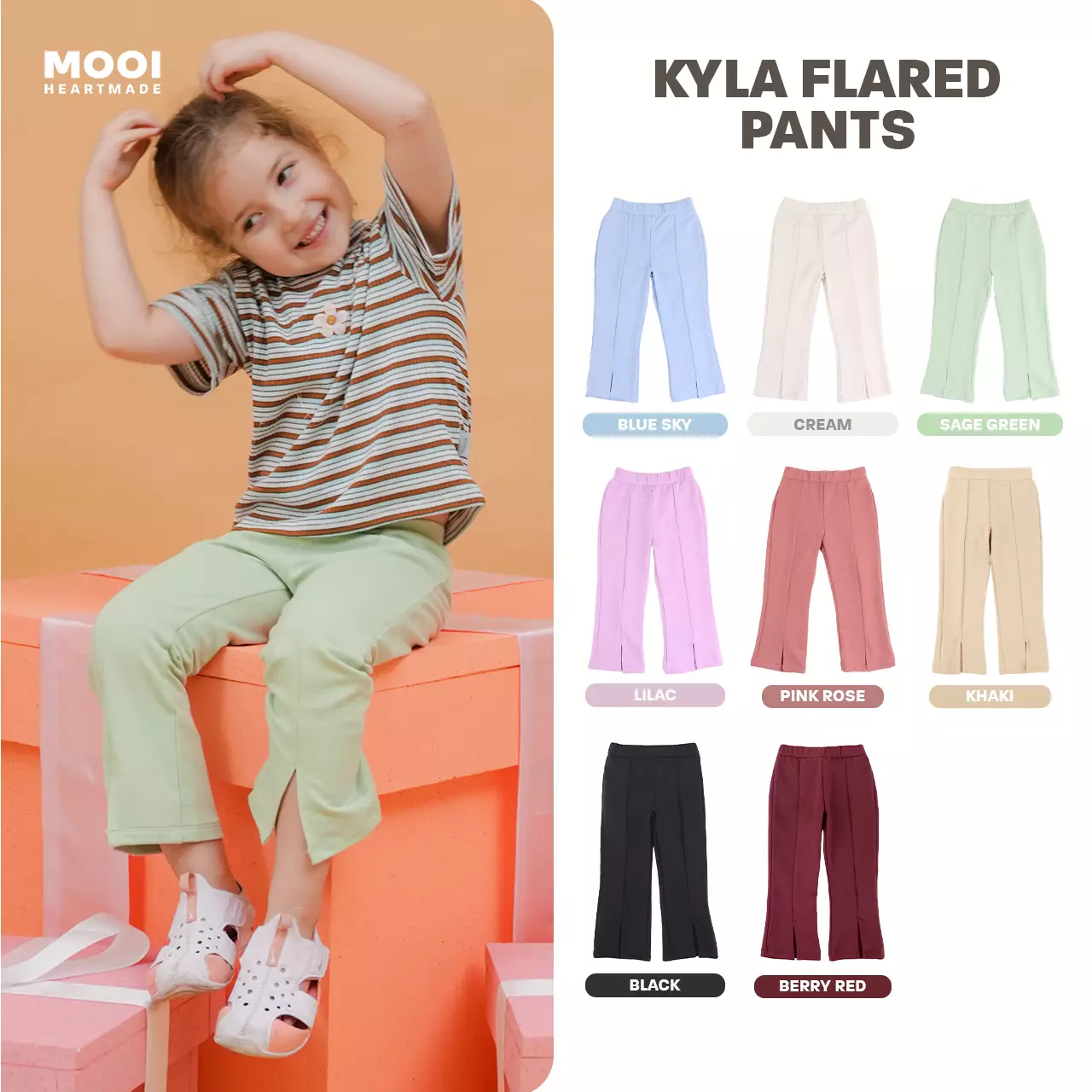 Mooi Celana Panjang Anak Perempuan Kyla Flared Pants - Sage Green