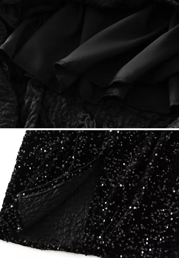 ‌Sequins Slit Bodycon Skirt AF-D8035