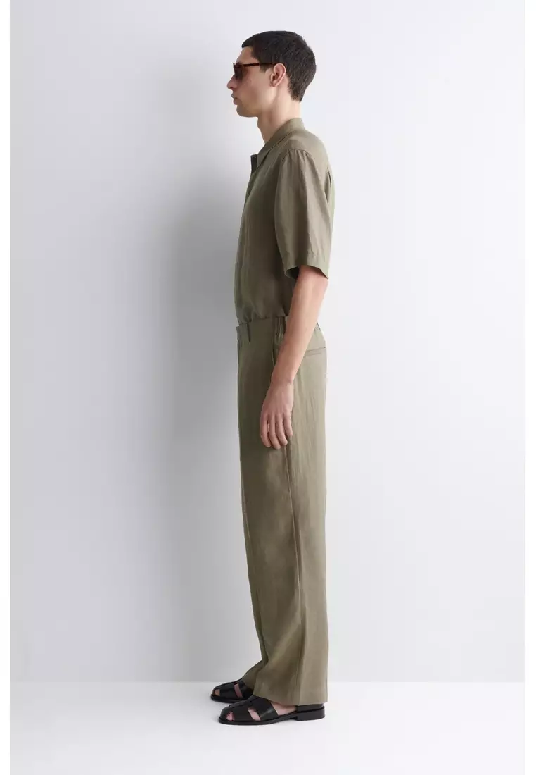 LINEN RELAXED-FIT STRAIGHT-LEG TROUSERS
