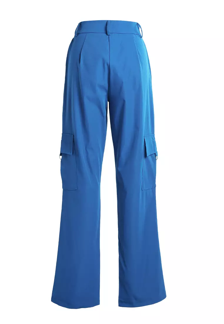 Buy London Rag Royal Blue High Waist Cargo Pants Online | ZALORA Malaysia
