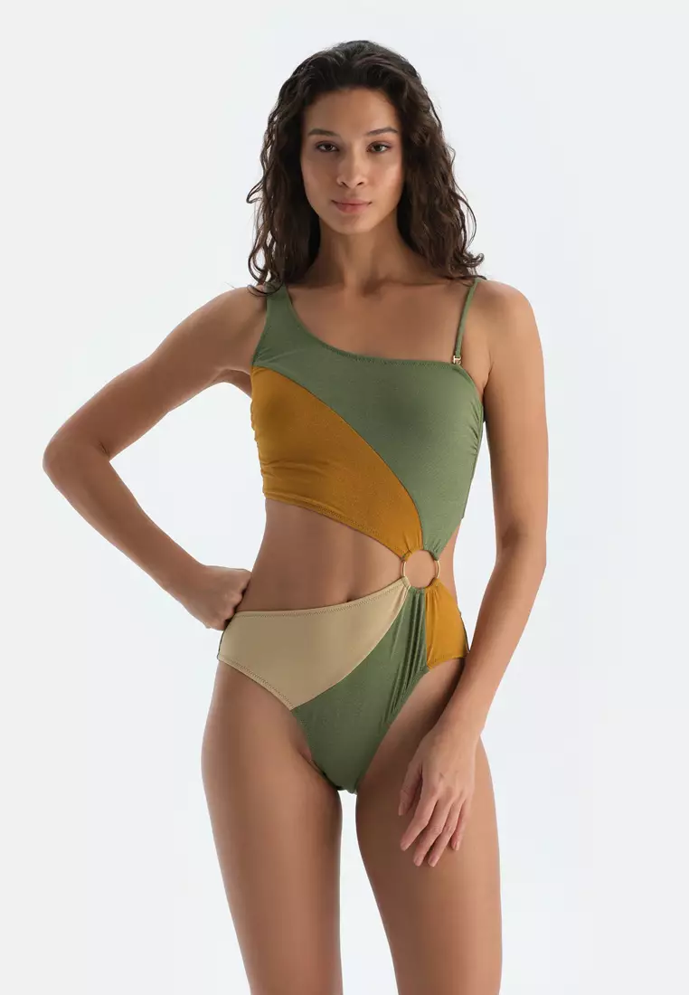 Multıcolor Monokini, Monokini, Removable Padding, Non-wired, Swimwear for Women