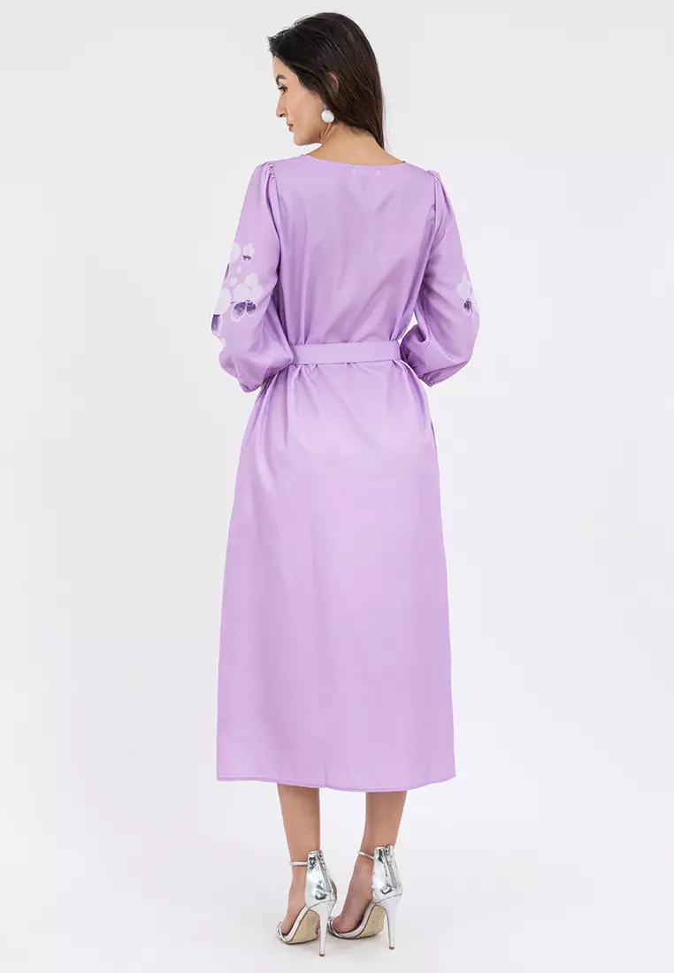 DELLENA Belted Filipiniana Dress with Print
