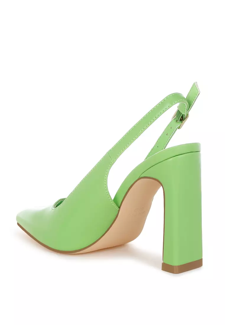 Pointy Toe Slingback Pumps In Green