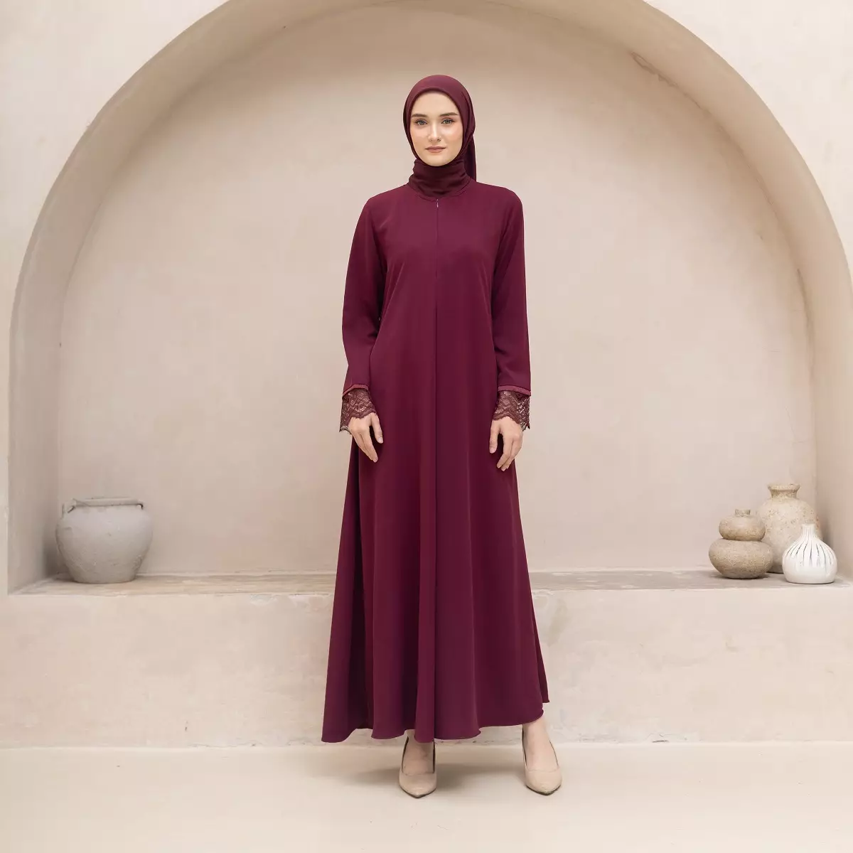 EPC Abaya Amara - Burgundy - Moonlit Elegance Series