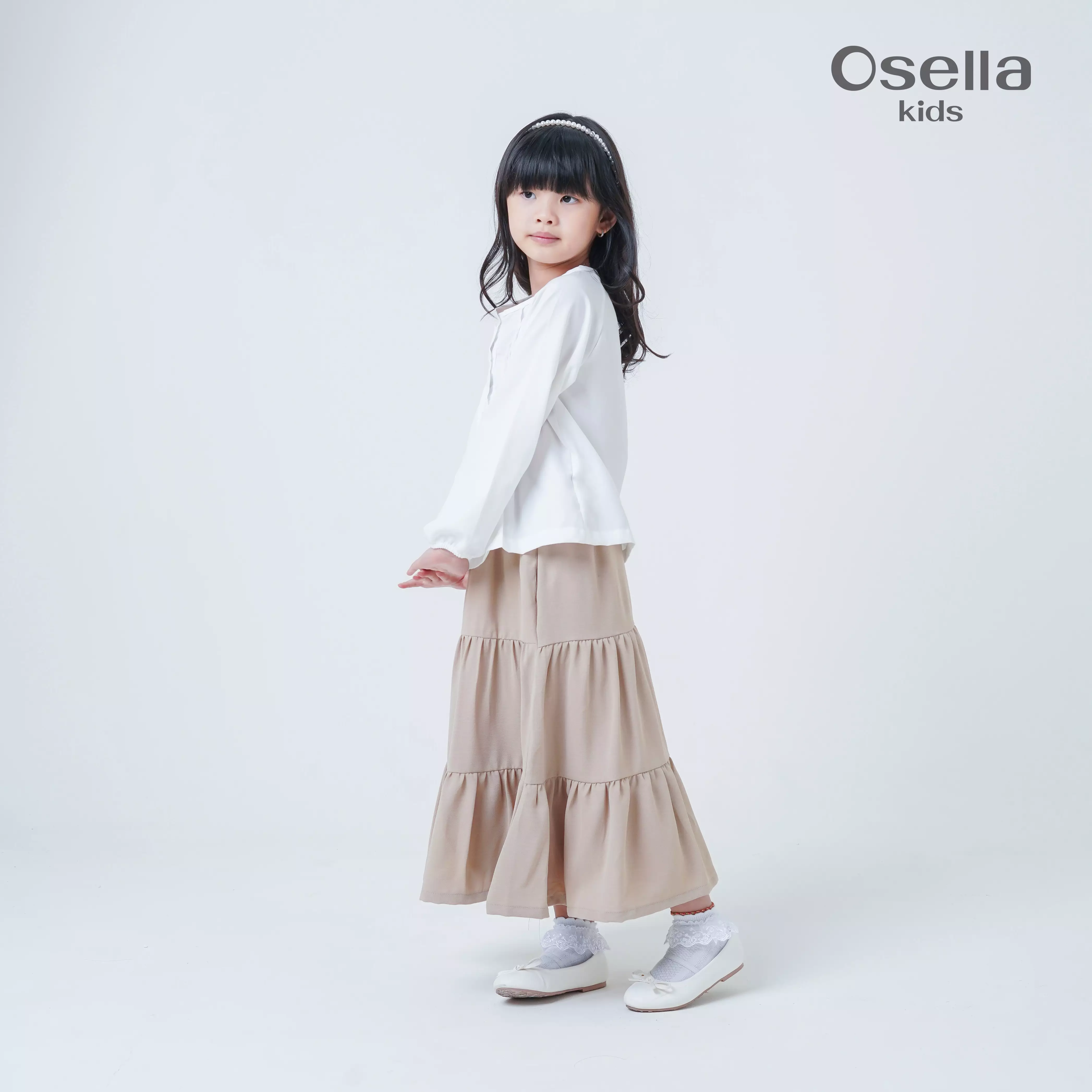 Osella Kids Pearl Pleated Blouse 2337660201 | Atasan Blouse Anak Perempuan