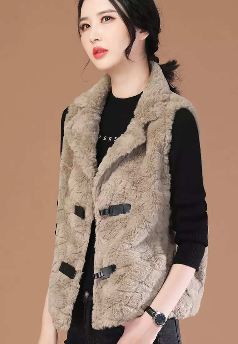 Buy A IN GIRLS Fashion Faux Rabbit Fur Vest Jacket 2024 Online