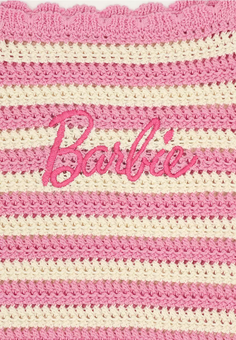 Girls Licensed Crochet Tank Top - Pink Stripes