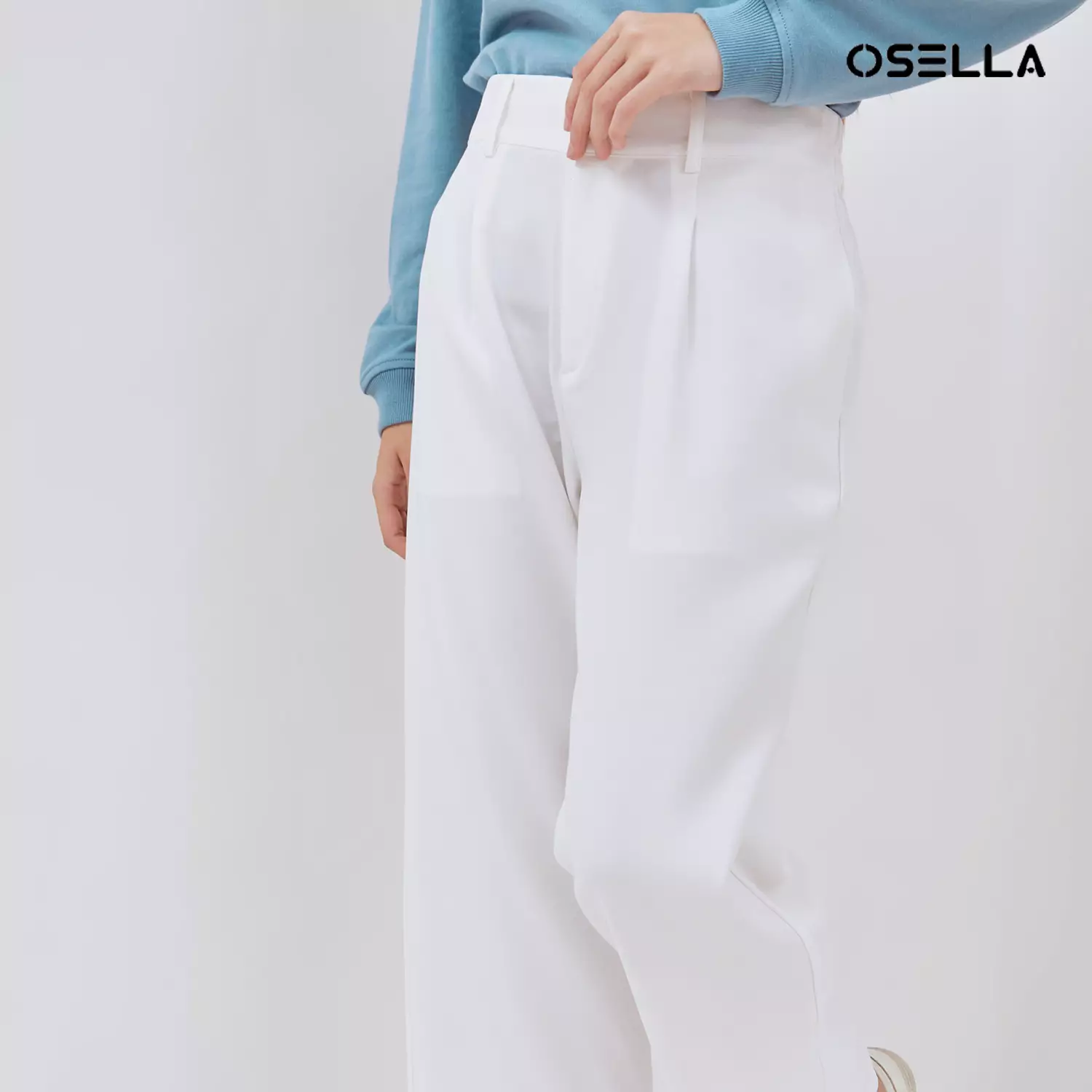 [NEW] Osella Kimmy Wide Leg High-Waist Trousers White 2181500501 | Celana Panjang Wanita