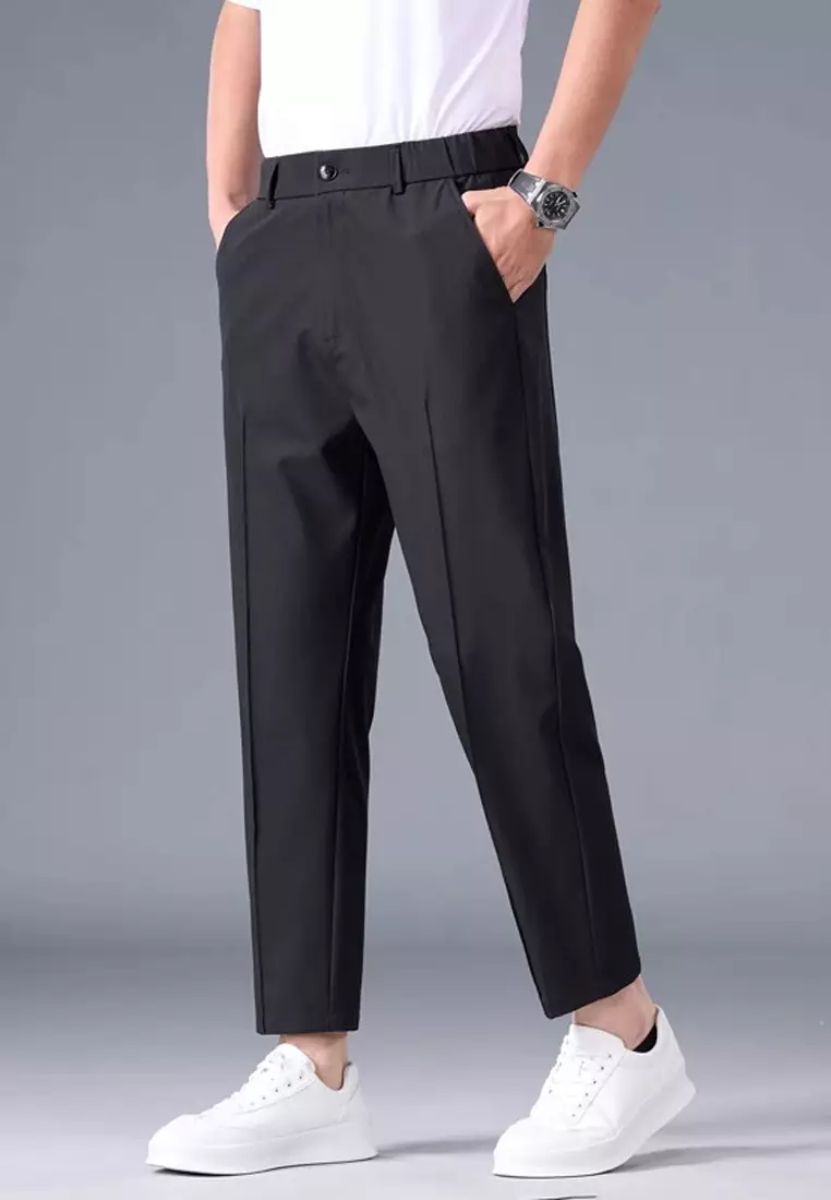Men's Elasticated Waist Ankle Suit Pants