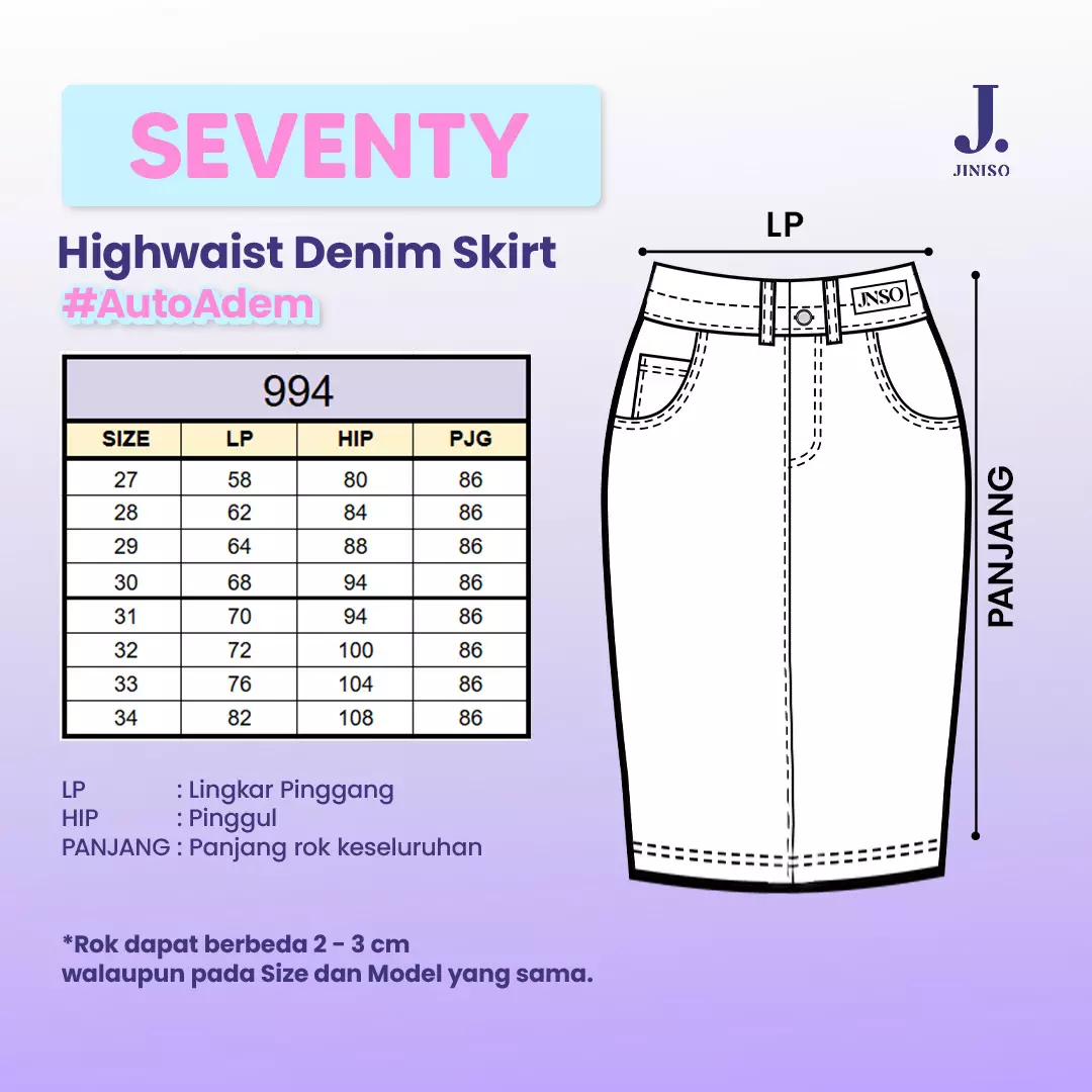 Highwaist Rok Slit Jeans Panjang 994 SEVENTY
