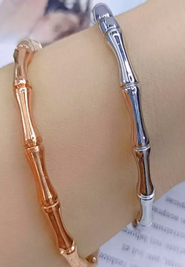 Trunket Bamboo Design Stainless Steel Bangle in Rose Gold