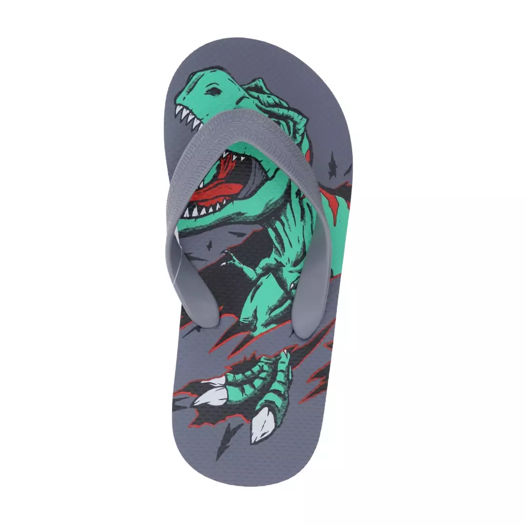 Big Boys Dino Flip Flops - Sandal Anak Laki (Abu)