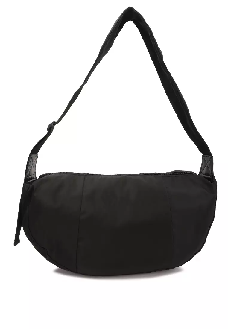 Nylon Hobo Bag With Adjustable Straps in Black