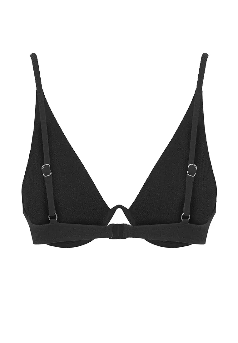 Black Textured Balconette Bikini Above TBESS25BU00067