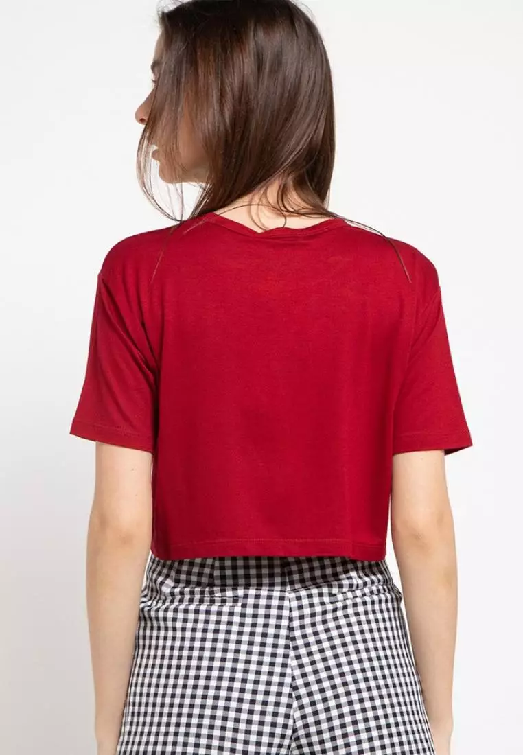 LTC79 Third Day Crop Top CL Thrdy Kaos Maroon