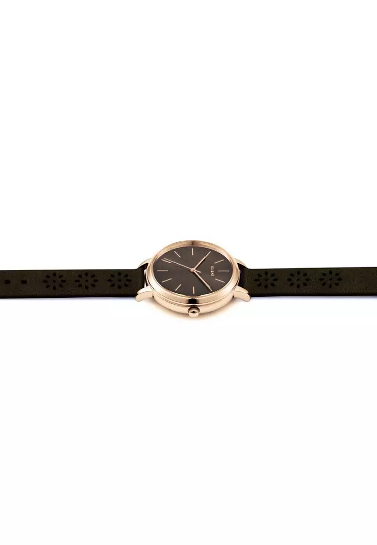 [Sustainable Watch] Oui & Me Amourette Quartz Watch Dark Grey Leather Strap ME010146