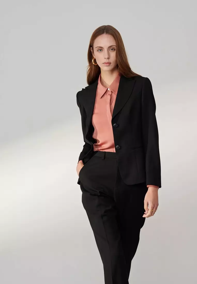 Black Textured Wide Peak Lapel Suit