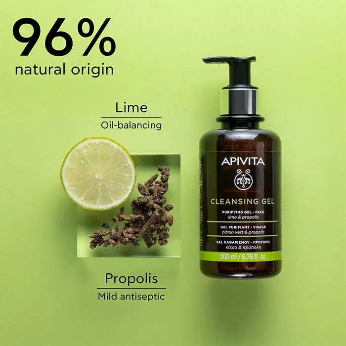 Apivita Cleansing Purifying Gel For Oily Combination Skin | Face 200 ml - Sabun Pembersih Wajah untuk Kulit Berminyak dan Kombinasi