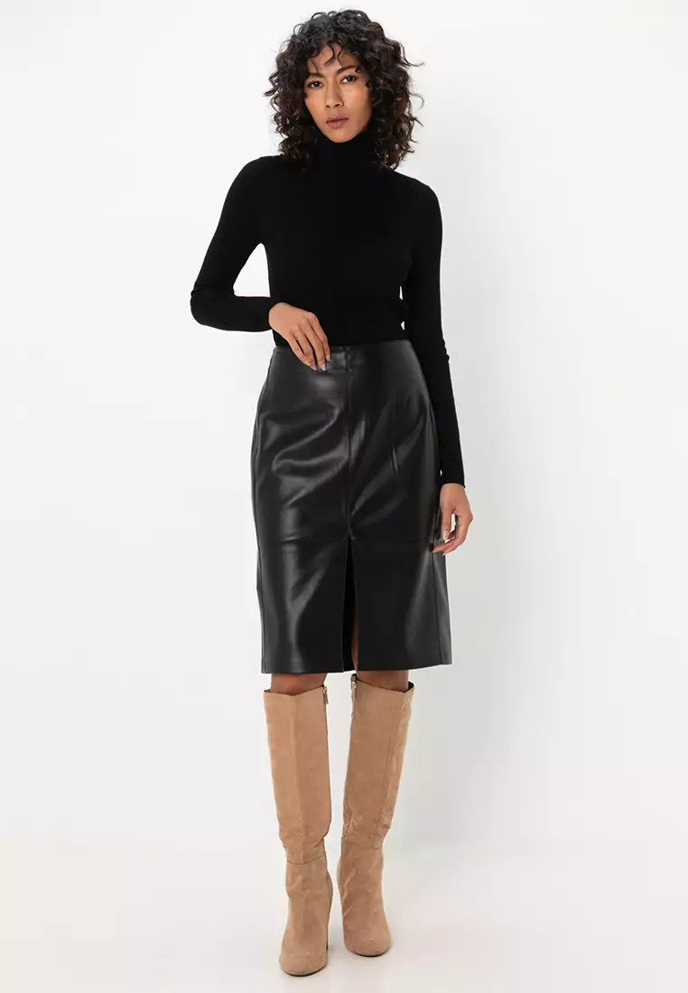 Faux-Leather Pencil Skirt