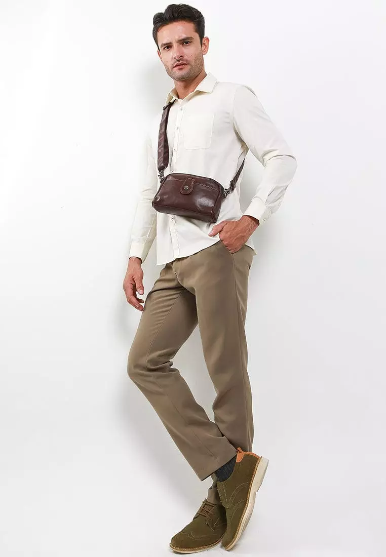 Distressed Leather Legacy Crossbody Pouch Bag