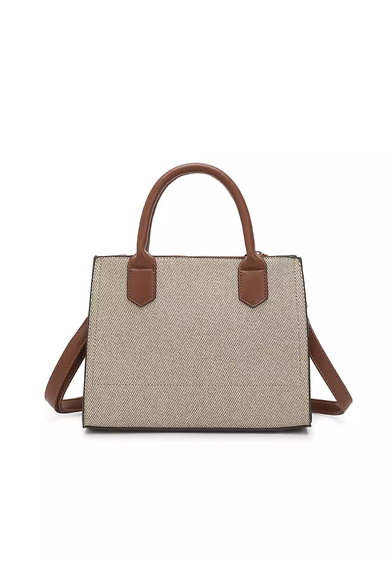 Women's Top Handle Bag / Sling Bag / Crossbody Bag / Shoulder Bag (Tas Tangan Wanita / Tas Selempang Wanita / Tas Bahu Wanita) - Krem