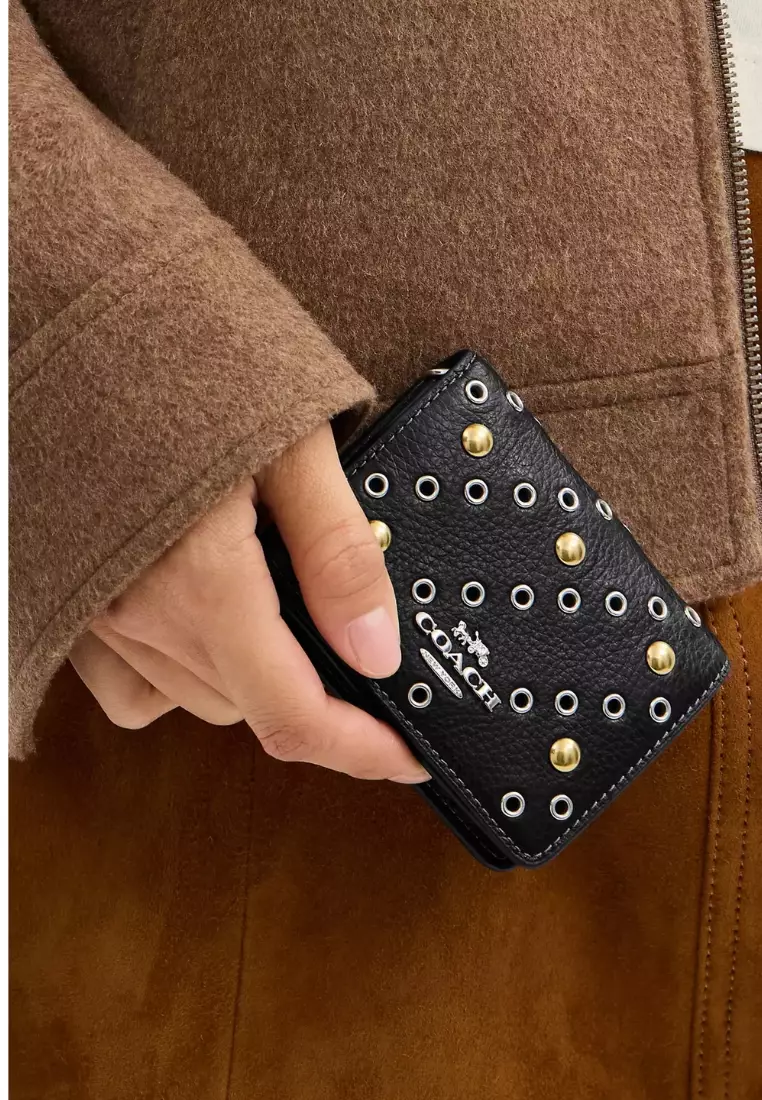 Coach Mini Wallet On A Chain With Rivets In Black Multi CCI80