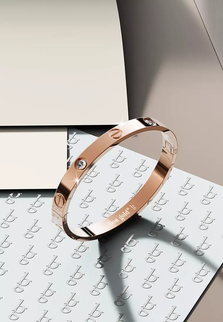 Carrie Stainless Steel Bangle in Rose Gold - 64mm