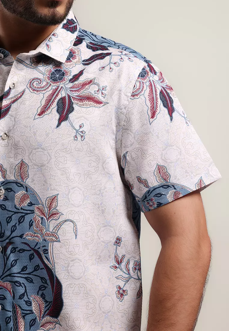 MOC - Kemeja Batik Pria Lengan Pendek Wiras - Blue