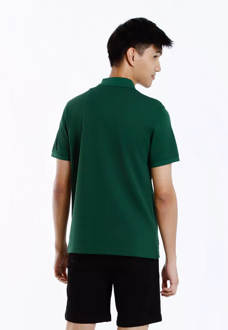 Forest Mens Stretchable Cotton Slim Fit Polo Tee - 23961-40DarkGreen