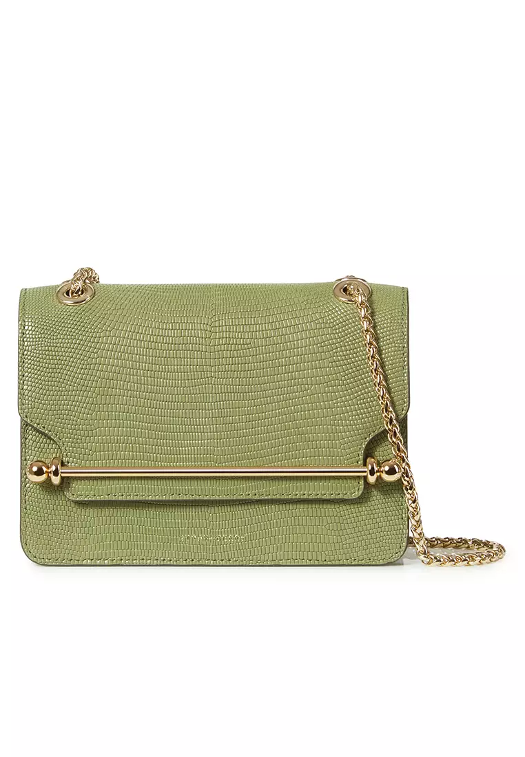 STRATHBERRY EAST/WEST MINI EMBOSSED LIZARD OLIVE