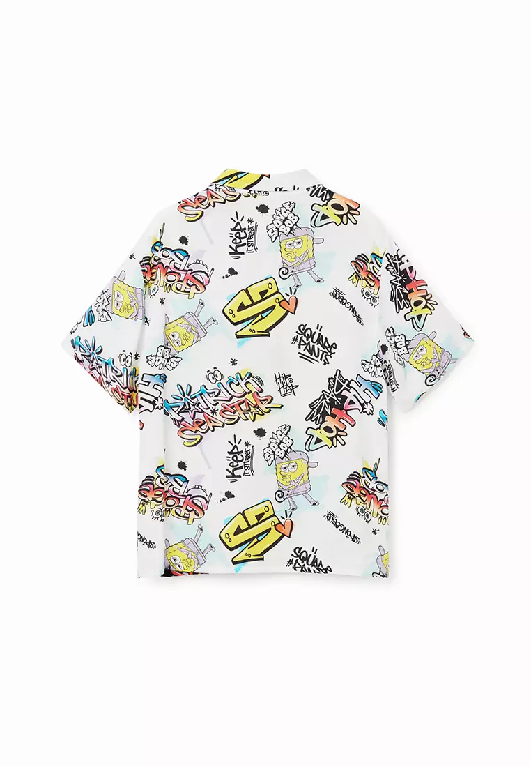 Short Sleeve Camicia Spongebob Bershka Anime Shirt Bershka Sasuke