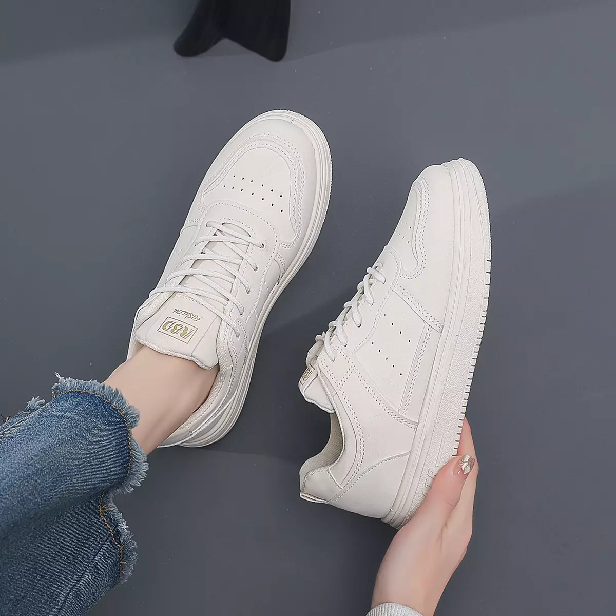 Sepatu Wanita Motif Polos Kasual Pelajar Kampus Sneakers Cewek SS105	