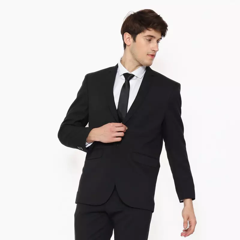 Lawell Jas Pria Formal Modern Fit – Kancing Satu Warna Hitam | Bradford