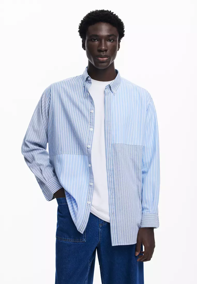 DELADA　デラダ　DOUBLE BLUE STRIPE SHIRT Dobby striped shirt