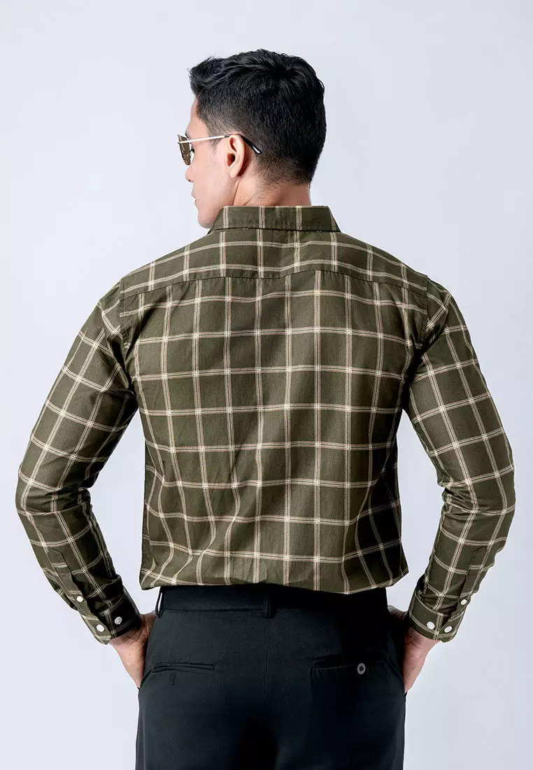 Roma Plaid Shirt Dark Green LS