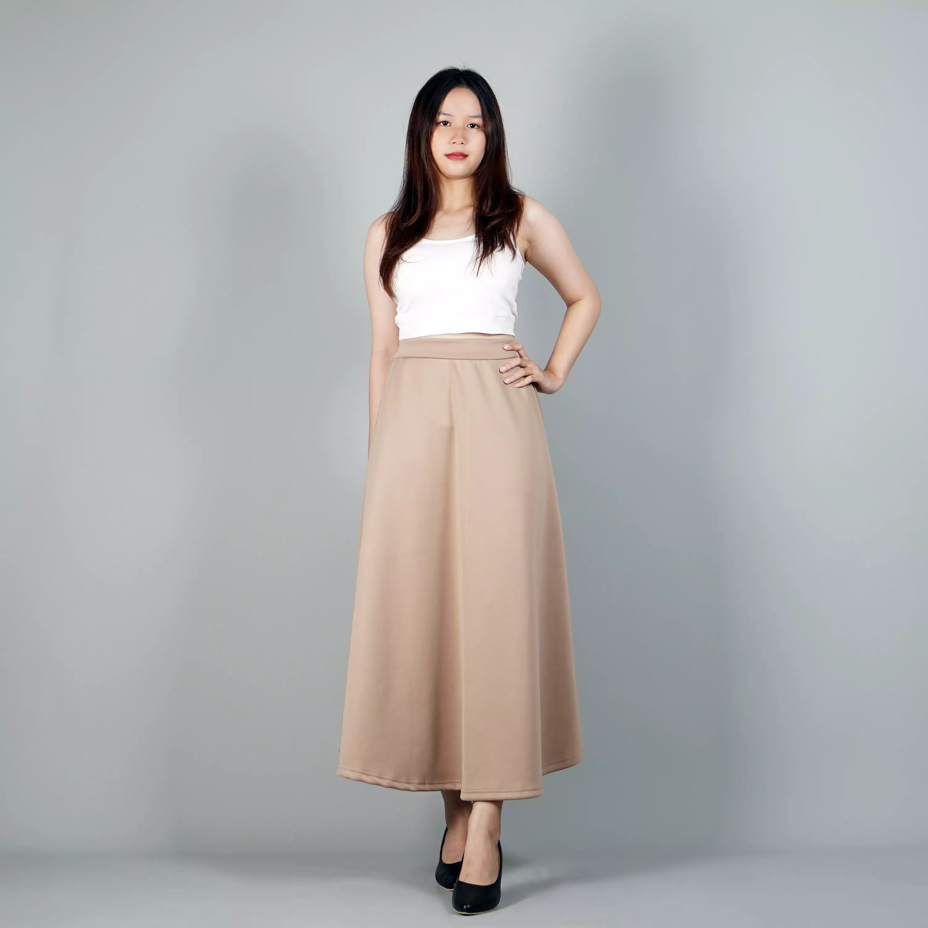 RACHEL Rok Wanita Maksi Gaya Korea Rok Maksi Maxi Skirt Flare Skirt - COKSU