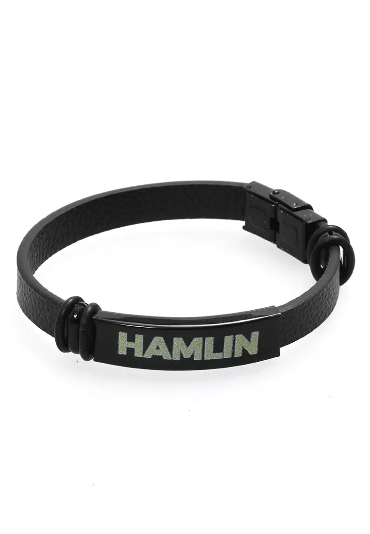 Aleda Gelang Kasual Pria Aksesoris Fashion Adjustable Strap Elegant Design Material Leather Stainless Steel ORIGINAL - Black